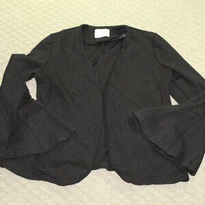 Potter's Pot Black Long Flutter Sleeve Ponte Jacket
